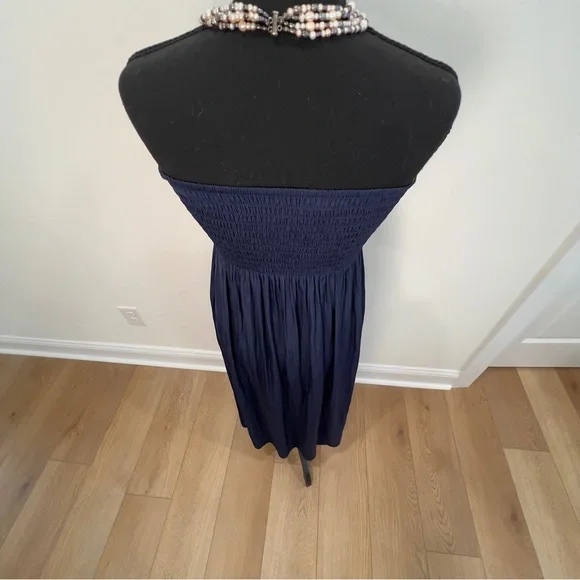 Lilly Pulitzer Navy Blue Strapless Silk Finish Maxi Dress Size Small - Picture 6 of 16